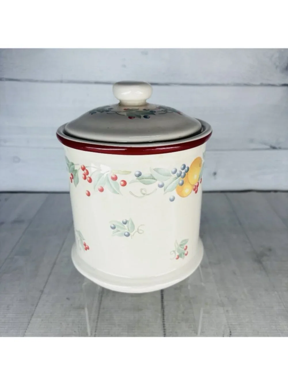 Jay Imports Corelle Coordinates ABUNDANCE Fruit Stoneware Large Lid Canister Jar